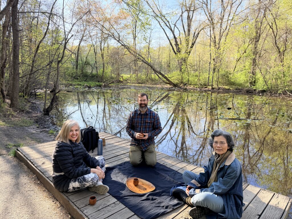 Participants during a Sacred Nectar Path forest bathing experience